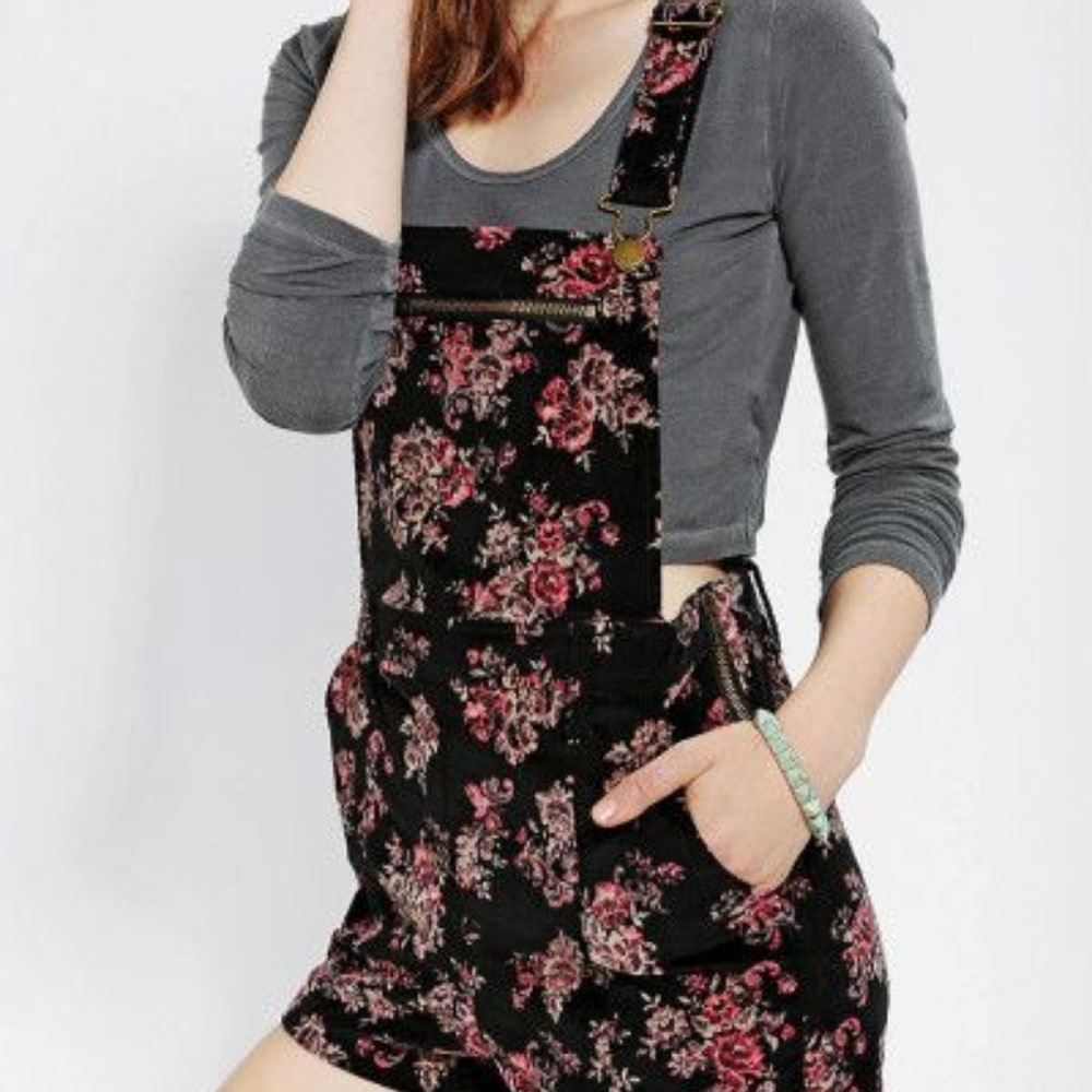 Kimchi Blue Velvet Overall Shorts